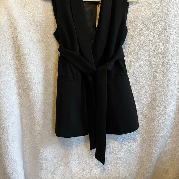 NEW Tahari black sleeveless top with tie belt office wear size 4 work - Picture 4 of 6